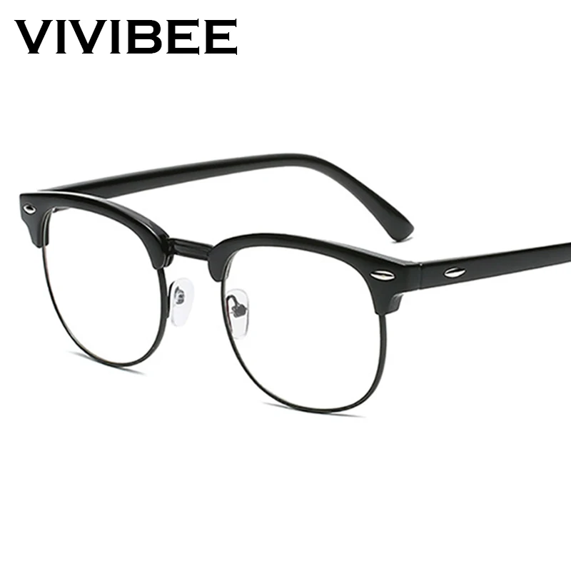 2023 Classic Transparent Frame Semi Rimless Blue Light Blockin Glasses Men Square Anti Blue Ray Eyeglasses Computer Women Gaming