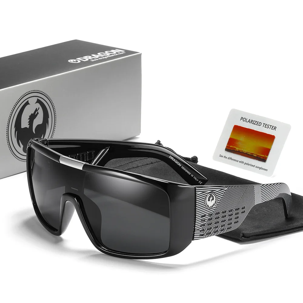New Windproof Shield Frame Polarized Sunglasses Men Sport Goggle Over Size Dragon Sun Glasses DOMO Women Fishing Eyewear UV400