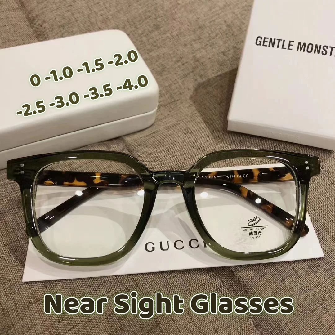Optical Spectacle Short Sight Eyeglasses Retro Black Large Frame Myopia Glasses Trend Female Anti-Blue Light Near Sight Eyewear