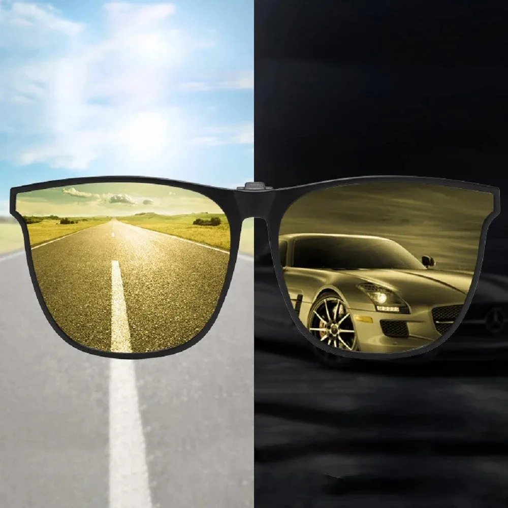 Polarized Clip On Sunglasses Men Women Photochromic Car Driver Goggles Night Vision Glasses Anti Glare Vintage Eyeglasses