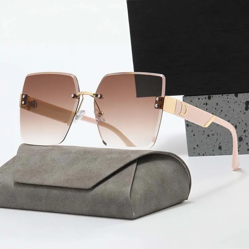 Rimless Square Sunglasses Woman Man Brand Designer Vintage Sun Glasses Female Male Fashion Luxury Retro Big Frame Oculos De Sol