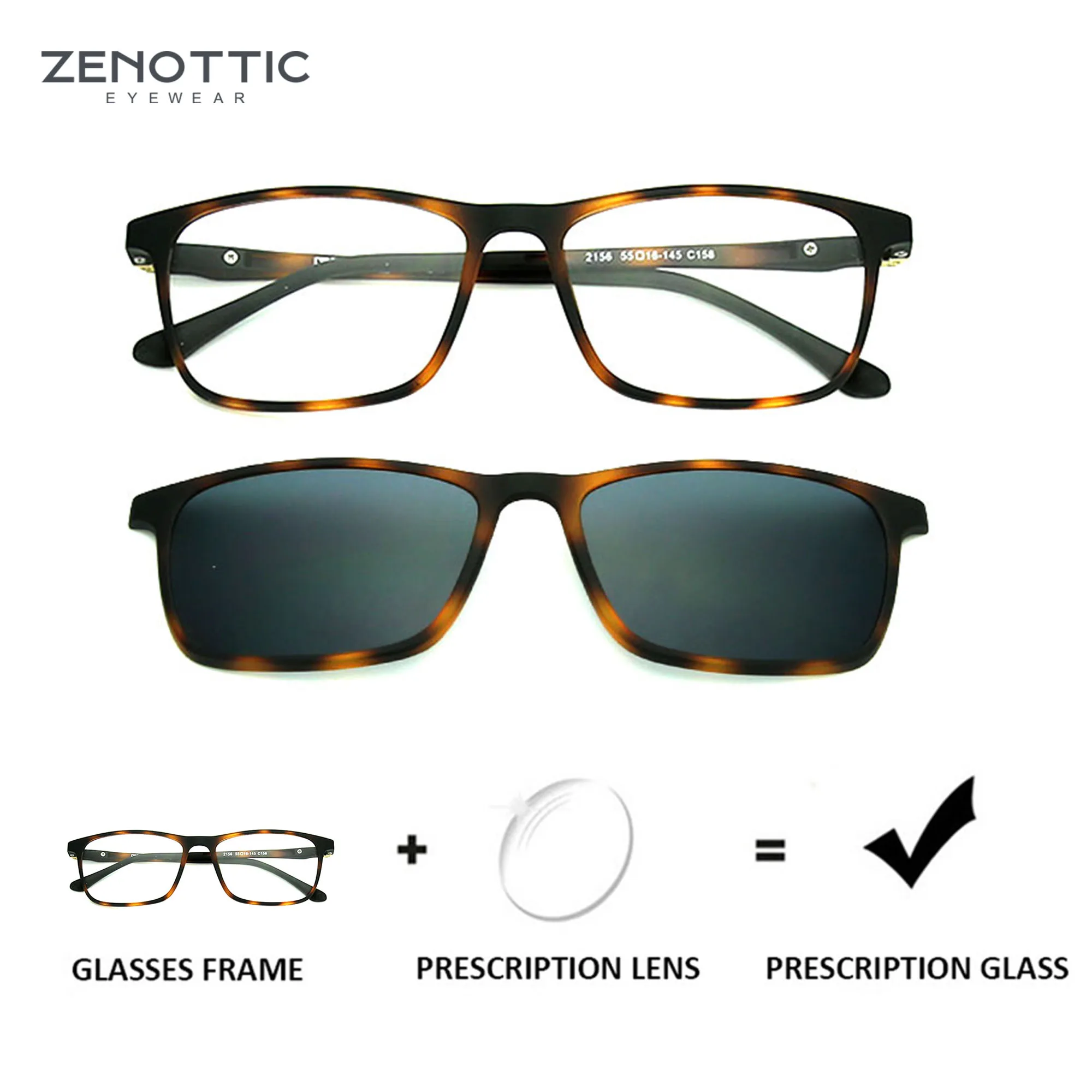 ZENOTTIC Optical Prescription Sunglasses Men Polarized UV400 Progressive Sun Glasses Myopia Hyperopia Eyeglasses Male TR90 Frame