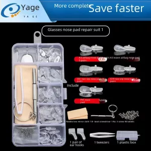 Glasses Accessories Screw Lock Silicone Nose Pad Anti-slip Leaf Repair Box Glasses Store Box Eyeglasses Repair Case