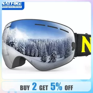 NATFIRE Ski Goggles Double Layers Anti-fog UV400 Snowboard Snow Goggles Snowmobile Glasses Eyewear Outdoor Sport Skiing Googles