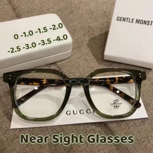 Optical Spectacle Short Sight Eyeglasses Retro Black Large Frame Myopia Glasses Trend Female Anti-Blue Light Near Sight Eyewear