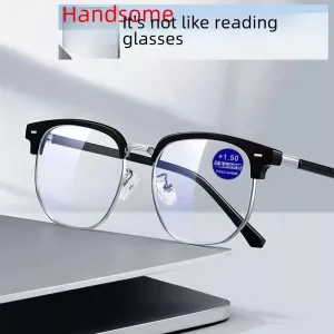 Square Frame Anti Blue Light Business Men Eyebrow Glasses Large Frame High End Middle Aged Elderly