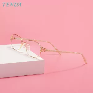 Women Metal Eyeglasses Frame Fashion Full Rim Small Medium Spectacles For Myopia Presbyopia Multifocal Prescription Lenses